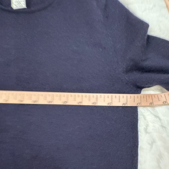 Susan Bristol 100% merino wool navy crew neck sweater rolled hem - Picture 4 of 6